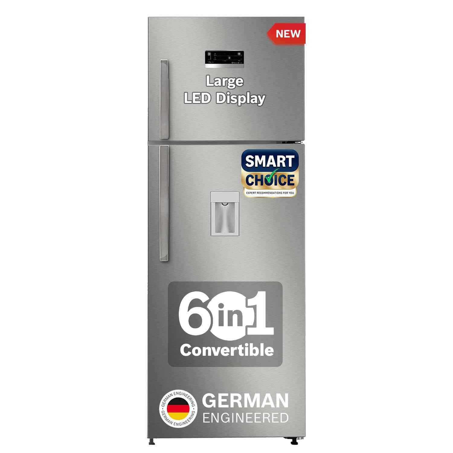 BOSCH Max Convert 368L, 3-Star, Inverter Frost Free Double Door Refrigerator With Water Dispenser (CTC39S03DI, 6-in-1 Convertible, VitaFresh Technology, Shiny Silver)