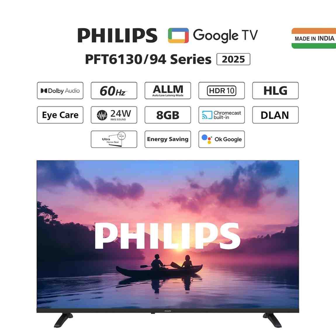 Philips 6100 Series 32-inch Frameless HD Smart LED Google TV (32PFT6130/94)